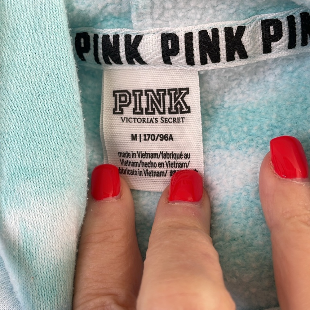 Pink Victoria's Secret Blue and Green Tie-Dye Sweatshirt medium - Picture 6 of 6